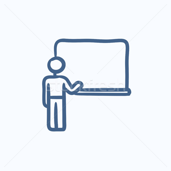 Professor pointing at blackboard sketch icon. Stock photo © RAStudio