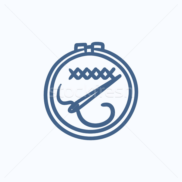 Stock photo: Embroidery sketch icon.