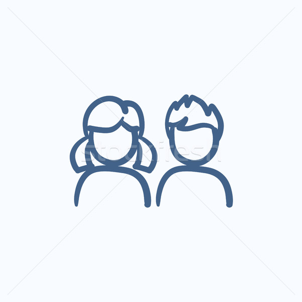 Girl and boy sketch icon. Stock photo © RAStudio