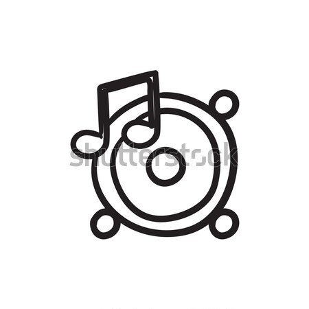 Loudspeakers with music note sketch icon. Stock photo © RAStudio