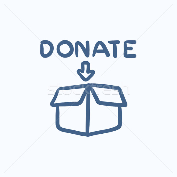 Donatie cutie schiţă icoană vector izolat Imagine de stoc © RAStudio