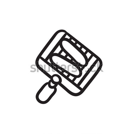 Spatula with brickwall sketch icon. Stock photo © RAStudio