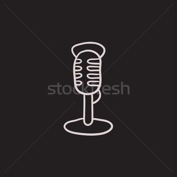 Retro microphone sketch icon. Stock photo © RAStudio