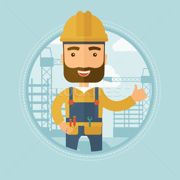 Builder giving thumb up vector illustration. Stock photo © RAStudio