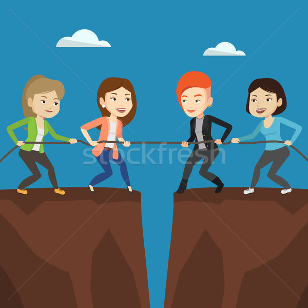 Two groups of business people pulling rope. Stock photo © RAStudio