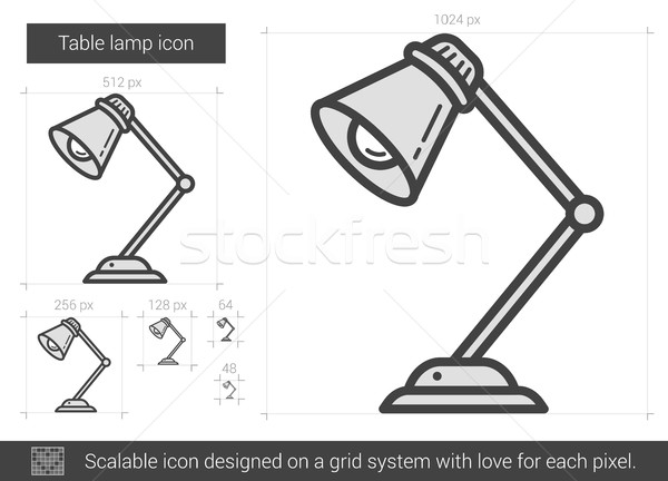 Stockfoto: Tabel · lamp · lijn · icon · vector · geïsoleerd