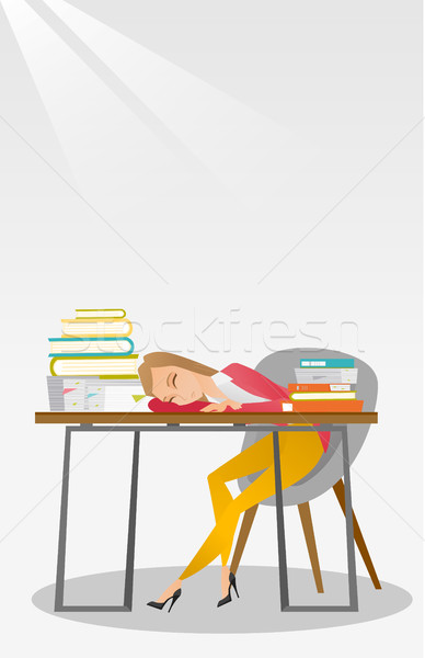 Female student sleeping at the desk with book. Stock photo © RAStudio