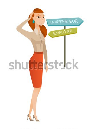 Stock photo: Confused woman choosing career pathway.