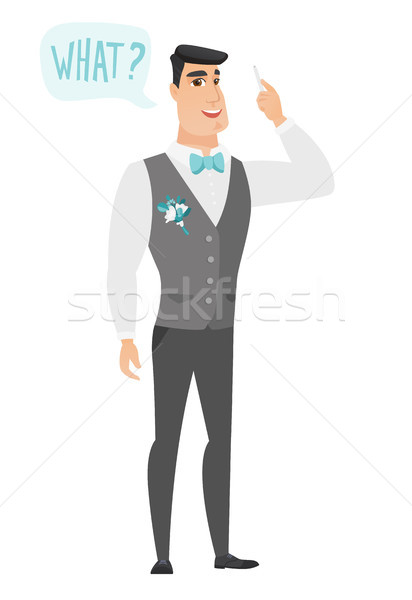Groom with question what in speech bubble. Stock photo © RAStudio