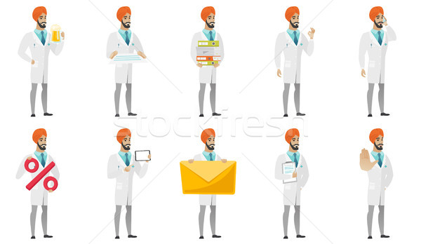 Muslim doctor vector illustrations set. Stock photo © RAStudio