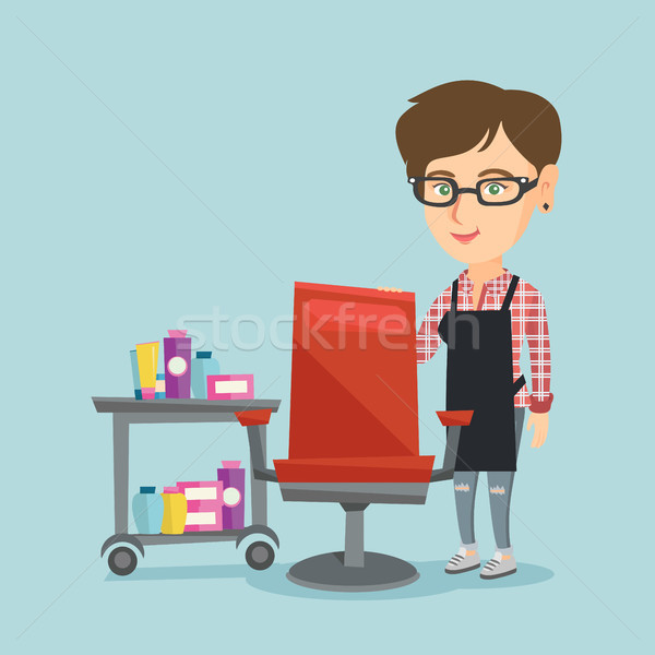 Hairdresser at workplace in barber shop. Stock photo © RAStudio