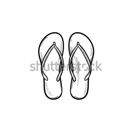 Pair of flip flop slippers hand drawn outline doodle icon. Stock photo © RAStudio