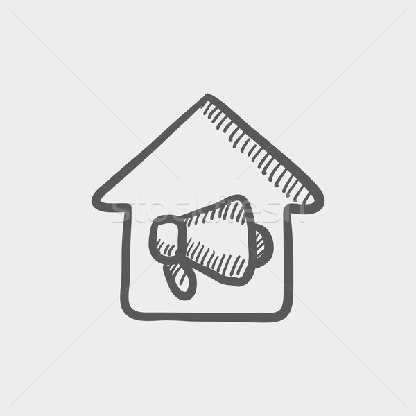 Stock photo: House fire alarm sketch icon