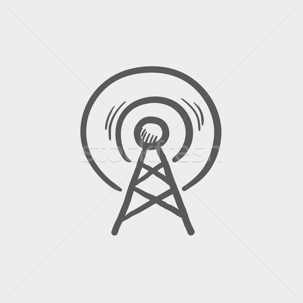 Antenă schiţă icoană web mobil Imagine de stoc © RAStudio