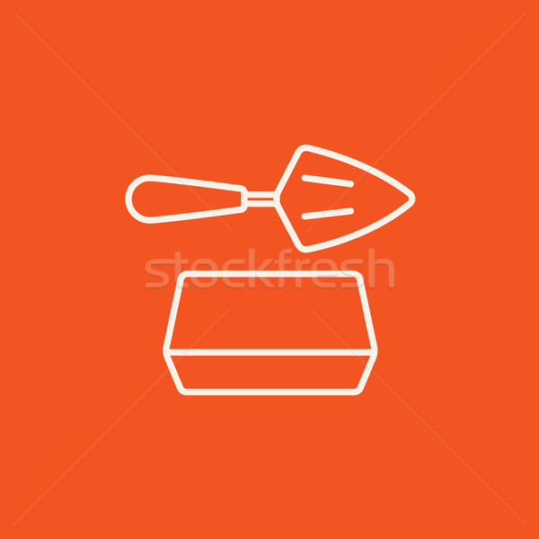 Spatula with brick line icon. Stock photo © RAStudio