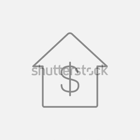 Stock fotó: Ház · dollár · szimbólum · vonal · ikon · háló