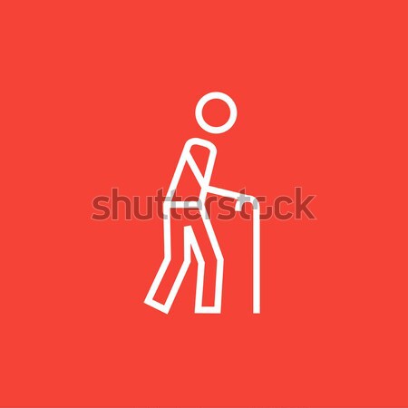 Stock photo: Blind man with stick line icon.