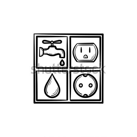 Signos electricidad agua línea icono web Foto stock © RAStudio