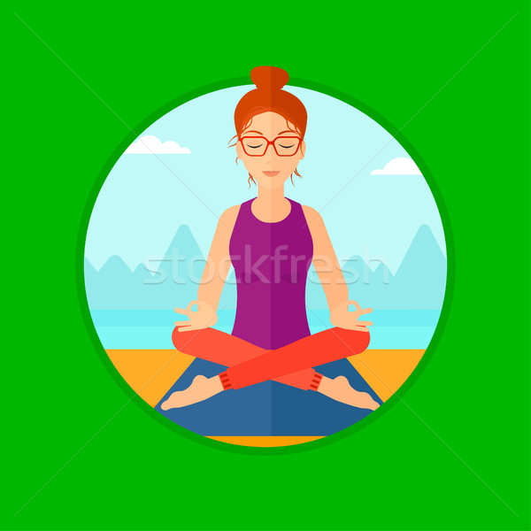 女性 瞑想 蓮 ポーズ 若い女性 ヨガ ストックフォト © RAStudio