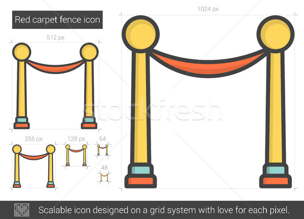 Vörös szőnyeg kerítés vonal ikon vektor izolált Stock fotó © RAStudio