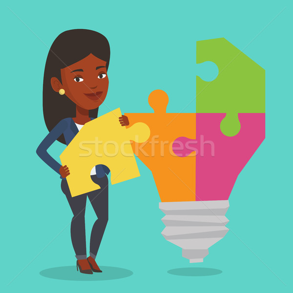 Student with idea lightbulb vector illustration. Stock photo © RAStudio
