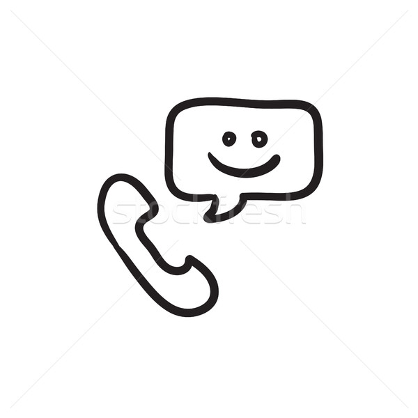 Receiver with speach square sketch icon. Stock photo © RAStudio