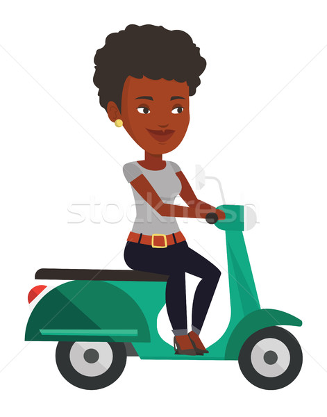 Young african-american woman riding scooter. Stock photo © RAStudio