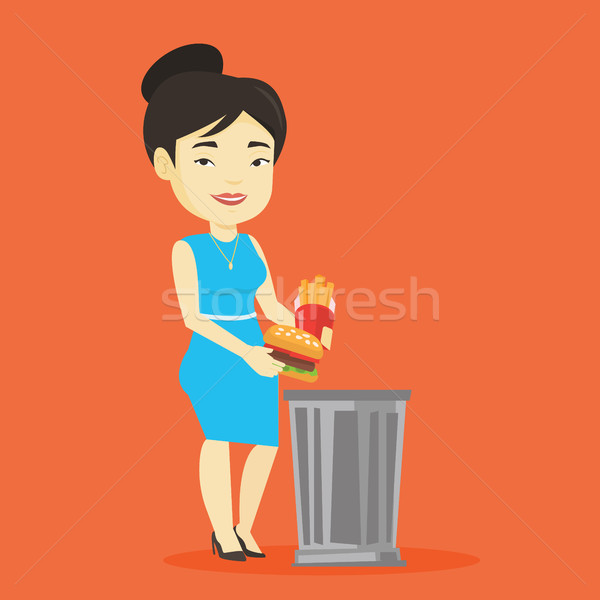 Woman throwing junk food vector illustration. Stock photo © RAStudio