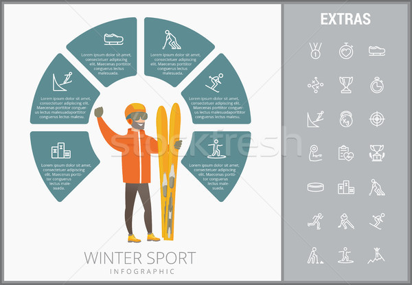 Wintersport sjabloon communie iconen aanpasbare Stockfoto © RAStudio