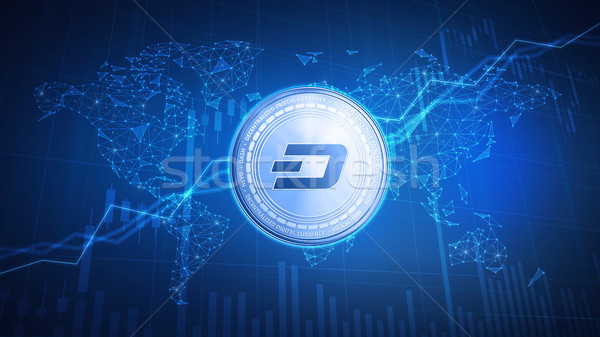 Dash coin on hud background with bull stock chart. Stock photo © RAStudio