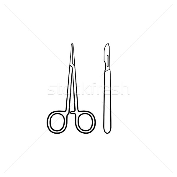 Cirugía herramientas dibujado a mano garabato icono Foto stock © RAStudio