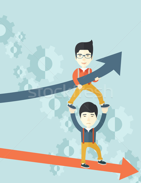 Two aisan guy in two arrows going up and down.  Stock photo © RAStudio