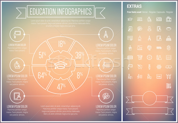 Education Line Design Infographic Template Stock photo © RAStudio