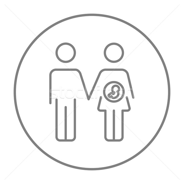 Stock photo: Husband with pregnant wife line icon.