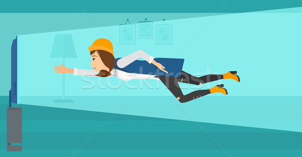 Woman suffering from TV addiction. Stock photo © RAStudio
