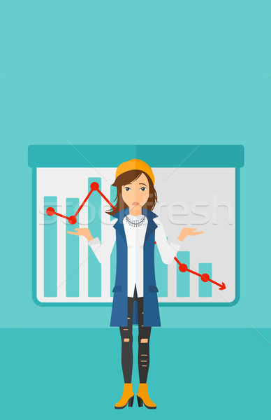 Woman with decreasing chart. Stock photo © RAStudio