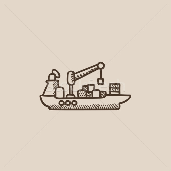Kargo konteyner gemisi kroki ikon web hareketli Stok fotoğraf © RAStudio