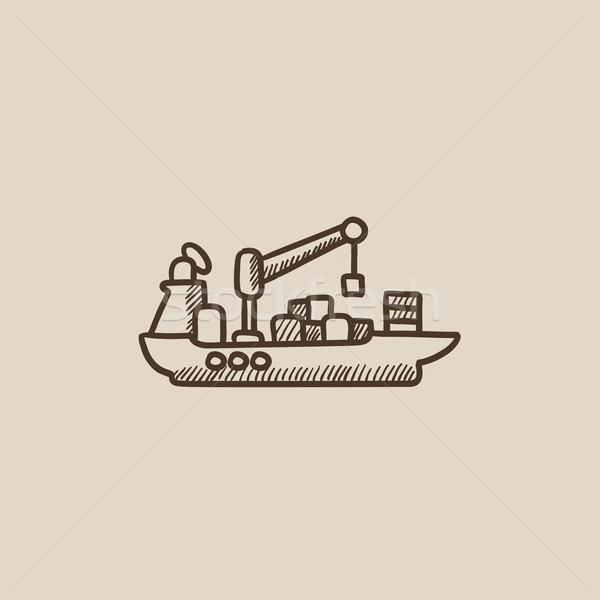 Vracht containerschip schets icon web mobiele Stockfoto © RAStudio