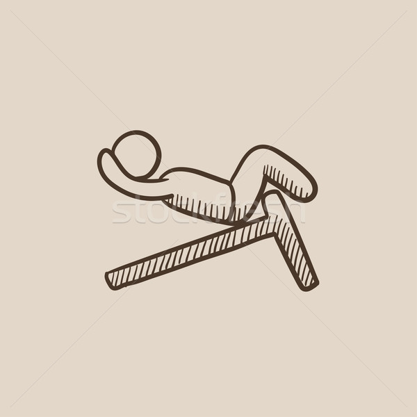 Man Doing Crunches On Incline Bench Sketch Icon Vector