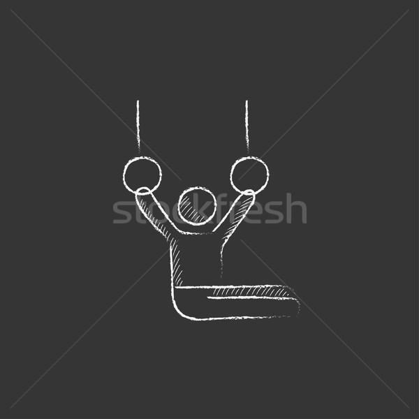 Tornász előad mozdulatlan gyűrűk rajzolt kréta Stock fotó © RAStudio
