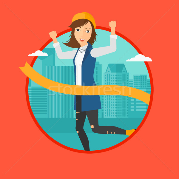 Business woman crossing finish line. Stock photo © RAStudio
