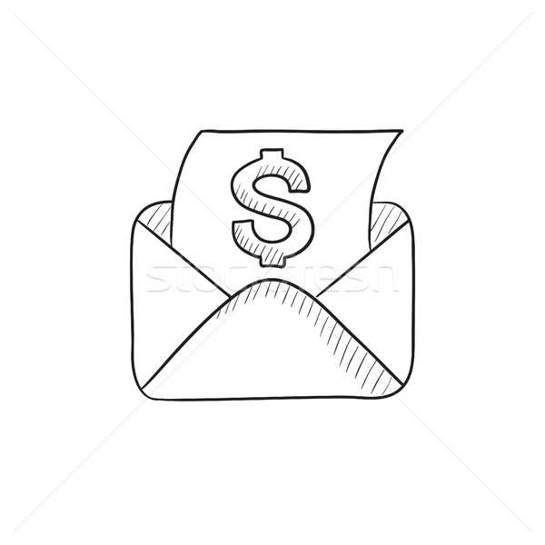 Envelop mail dollarteken schets icon vector Stockfoto © RAStudio