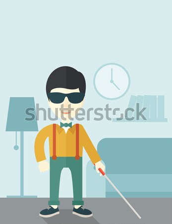 Blind man with stick vector illustration. Stock photo © RAStudio