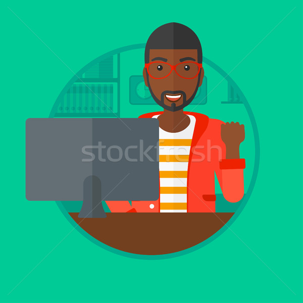 Happy successful businessman vector illustration. Stock photo © RAStudio