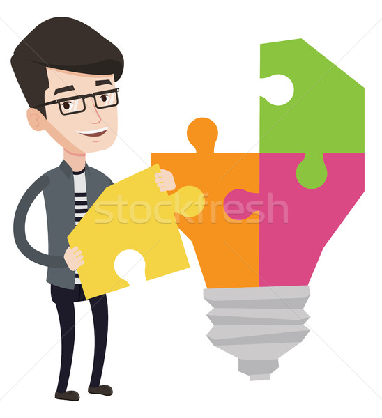 Student with lightbulb vector illustration. Stock photo © RAStudio