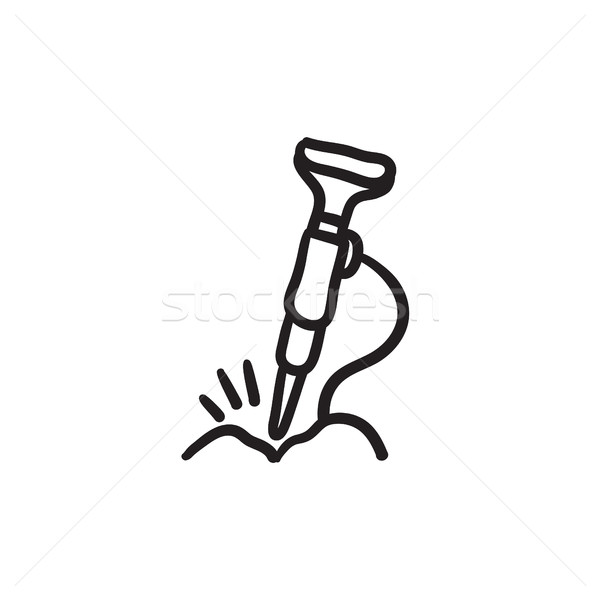 Hammer Bohrer Skizze Symbol Vektor isoliert Stock foto © RAStudio