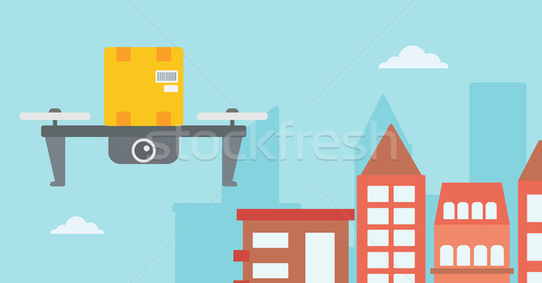 Delivery drone delivering post package to customer Stock photo © RAStudio