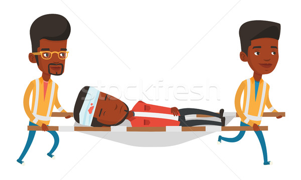 Stock fotó: Vészhelyzet · orvosok · hordoz · férfi · afrikai · áldozat