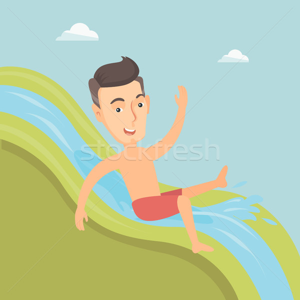 Man riding down waterslide vector illustration. Stock photo © RAStudio
