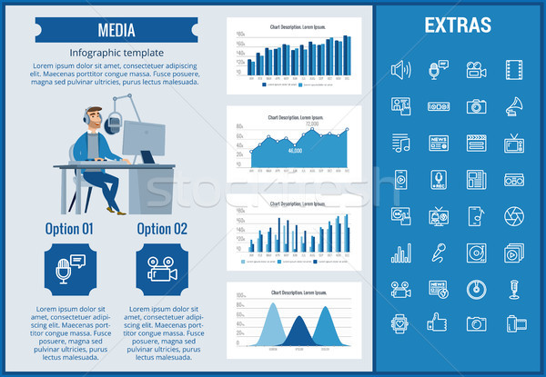 Stock photo: Media infographic template, elements and icons.